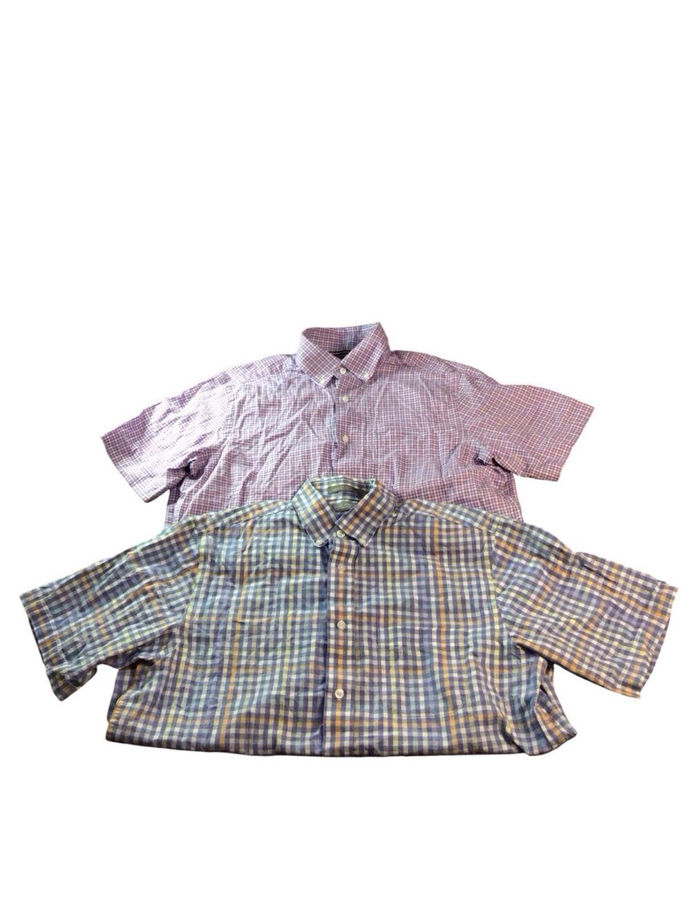 Cremieux Shirt Mens Medium Plaid Short Sleeve Button Down Lot Of 2